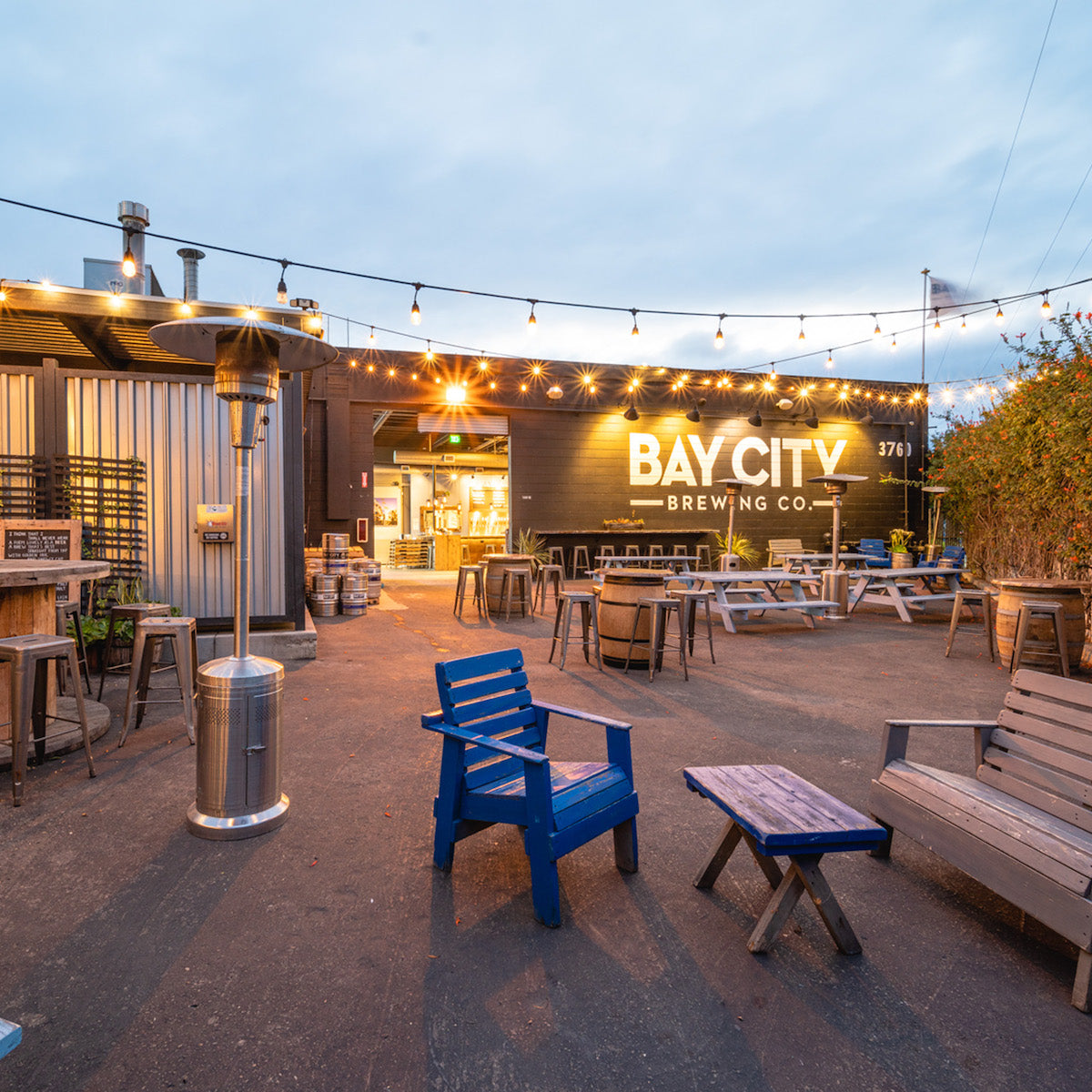 Patio at Bay City Brewing in San Diego, California