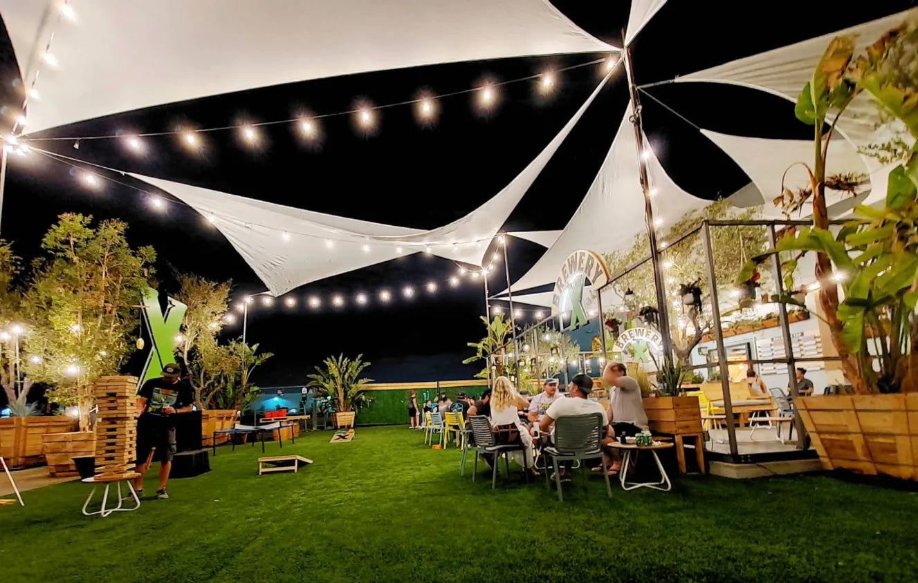 Outdoor patio at Brewery X in Anaheim, California